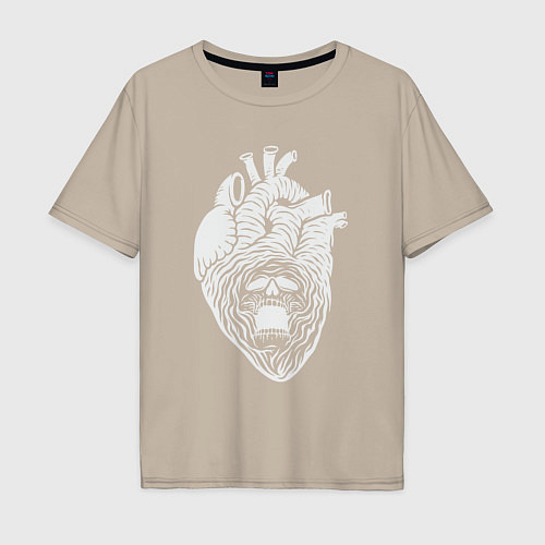 Мужская футболка оверсайз Dead heart / Миндальный – фото 1