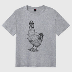 Мужская футболка оверсайз Новогодняя курочка