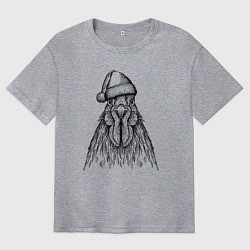 Мужская футболка оверсайз Петух новогодний