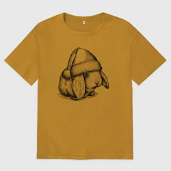 Мужская футболка оверсайз Новогодний зайчишка