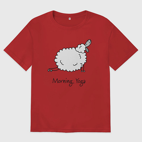 Мужская футболка оверсайз Йога утром / Красный – фото 1