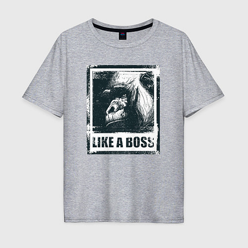 Мужская футболка оверсайз Like a boss / Меланж – фото 1