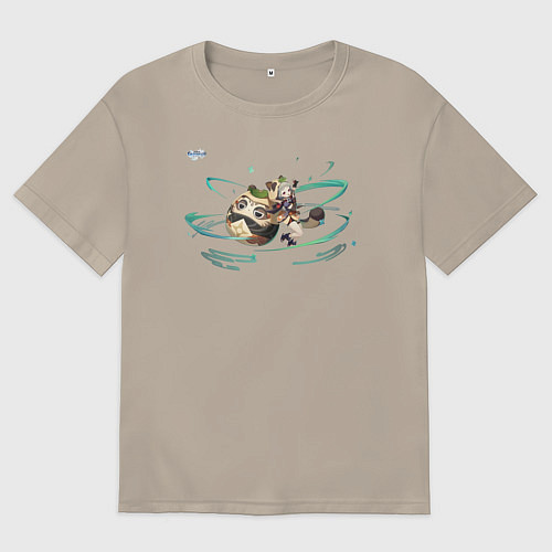 Мужская футболка оверсайз Саю Геншин Импакт / Миндальный – фото 1