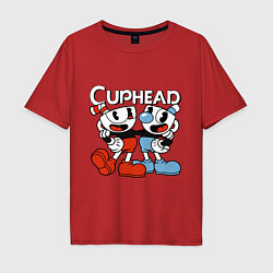 Футболка оверсайз мужская Cuphead and Mugman, цвет: красный