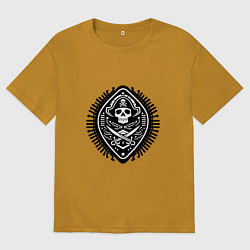 Футболка оверсайз мужская Черная метка пирата, цвет: горчичный