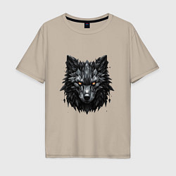 Мужская футболка оверсайз Графитовый волк