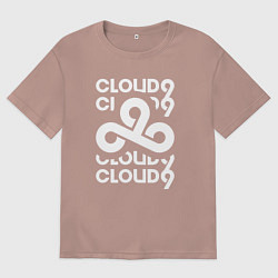 Футболка оверсайз мужская Cloud9 - in logo, цвет: пыльно-розовый