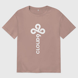 Футболка оверсайз мужская Cloud9 - vertical logo, цвет: пыльно-розовый