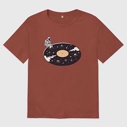 Мужская футболка оверсайз Космонавт музыкальная пластинка