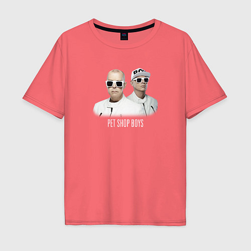 Мужская футболка оверсайз Pet Shop Boys - A Band / Коралловый – фото 1