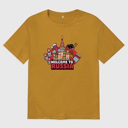 Футболка оверсайз мужская Welcome to Russia color, цвет: горчичный