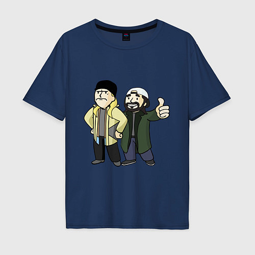Мужская футболка оверсайз Vault Jay and silent Bob / Тёмно-синий – фото 1