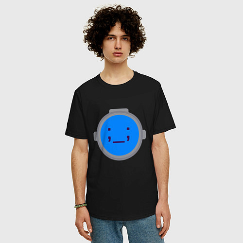 Мужская футболка оверсайз Синий из Content Warning / Черный – фото 3