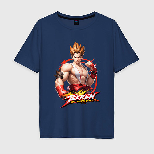 Мужская футболка оверсайз Персонаж из игры Tekken / Тёмно-синий – фото 1