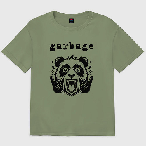 Мужская футболка оверсайз Garbage - rock panda / Авокадо – фото 1