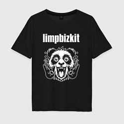 Футболка оверсайз мужская Limp Bizkit rock panda, цвет: черный