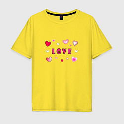 Мужская футболка оверсайз Любовь и сердечки