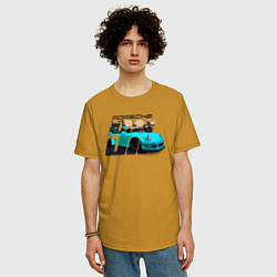 Футболка оверсайз мужская Немецкий спортивный автомобиль Порше, цвет: горчичный — фото 2