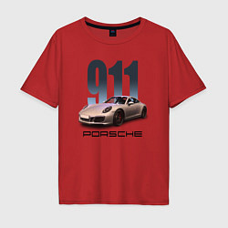 Мужская футболка оверсайз Порше 911 спортивный автомобиль