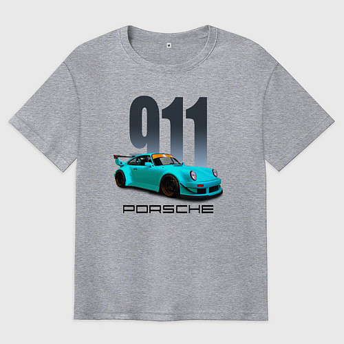 Мужская футболка оверсайз Cпортивный автомобиль Porsche / Меланж – фото 1