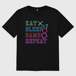 Мужская футболка оверсайз Eat play sleep repeat lettering