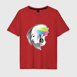 Футболка оверсайз мужская Киберпанк в голове, цвет: красный