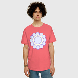 Футболка оверсайз мужская Круг из окружностей, цвет: коралловый — фото 2