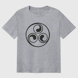 Мужская футболка оверсайз Круглый черный трискелион