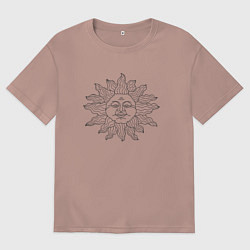 Футболка оверсайз мужская Черное солнце, цвет: пыльно-розовый