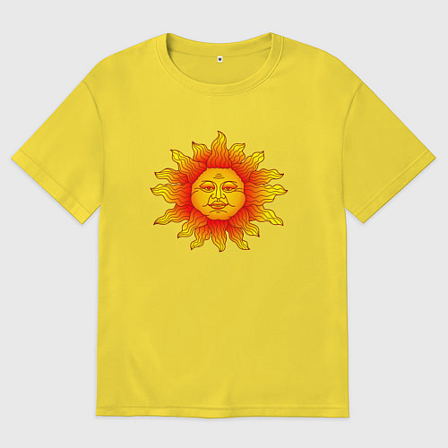 Мужская футболка оверсайз Огненное солнце / Желтый – фото 1