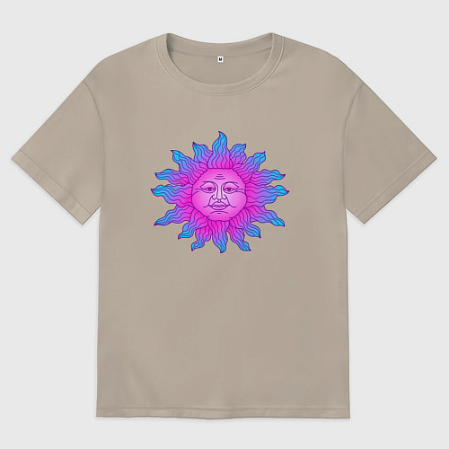 Мужская футболка оверсайз Холодное солнце / Миндальный – фото 1