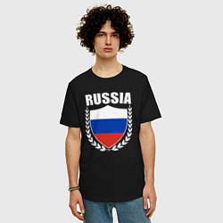 Футболка оверсайз мужская Russian flag, цвет: черный — фото 2