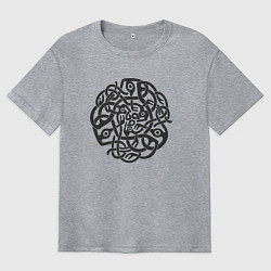 Футболка оверсайз мужская Черный готичный кельтский узор, цвет: меланж