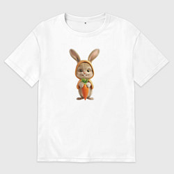 Футболка оверсайз мужская Веселый заяц - кролик с морковкой, цвет: белый