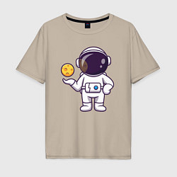 Футболка оверсайз мужская Космонавт и планета, цвет: миндальный