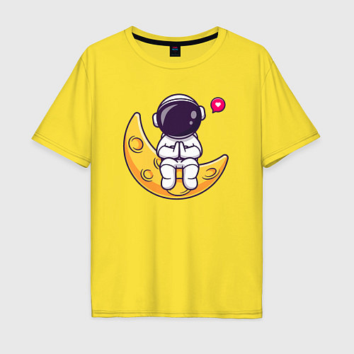 Мужская футболка оверсайз Луна и астронавт / Желтый – фото 1