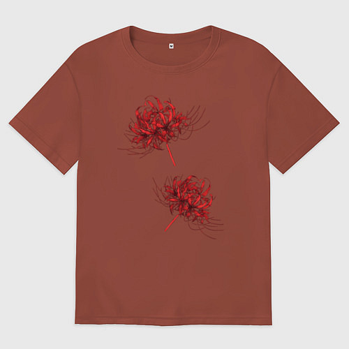 Мужская футболка оверсайз Токийский гуль Паучья лилия / Кирпичный – фото 1