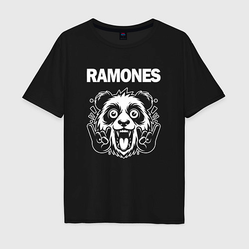 Мужская футболка оверсайз Ramones rock panda / Черный – фото 1