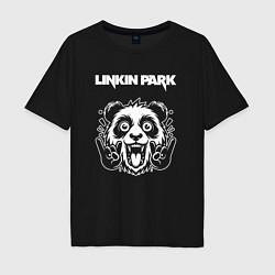 Футболка оверсайз мужская Linkin Park rock panda, цвет: черный