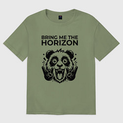 Футболка оверсайз мужская Bring Me the Horizon - rock panda, цвет: авокадо