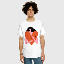 Футболка оверсайз мужская Heart girl, цвет: белый — фото 2