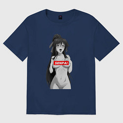 Футболка оверсайз мужская Ахегао senpai nudity, цвет: тёмно-синий
