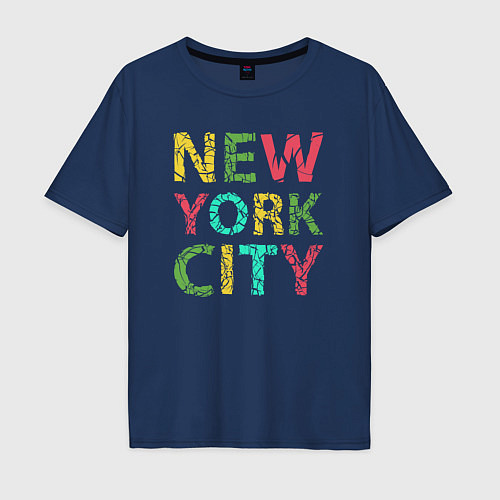 Мужская футболка оверсайз New York city colors / Тёмно-синий – фото 1