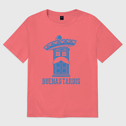 Футболка оверсайз мужская Buenas tardis, цвет: коралловый