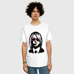 Футболка оверсайз мужская Kurt Cobain Nirvana portrait, цвет: белый — фото 2