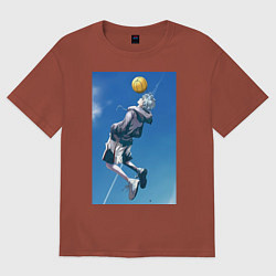 Футболка оверсайз мужская Баскетбол Тэцуя Куроко арт, цвет: кирпичный