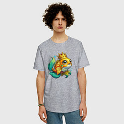 Футболка оверсайз мужская Золотая рыбка в короне, цвет: меланж — фото 2