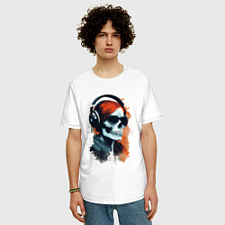 Футболка оверсайз мужская Grunge redhead girl skull, цвет: белый — фото 2