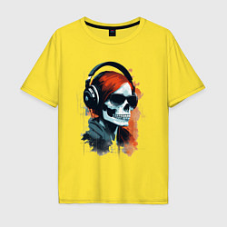 Мужская футболка оверсайз Grunge redhead girl skull