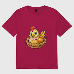 Мужская футболка оверсайз Курица в гнезде